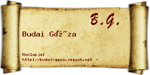 Budai Géza névjegykártya