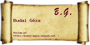 Budai Géza névjegykártya